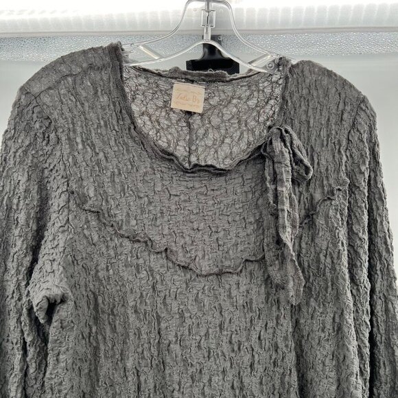 Ladie B'z Long Tie Sleeve Gray Lace Shift Dress Women's Size Large Bow - Picture 2 of 8